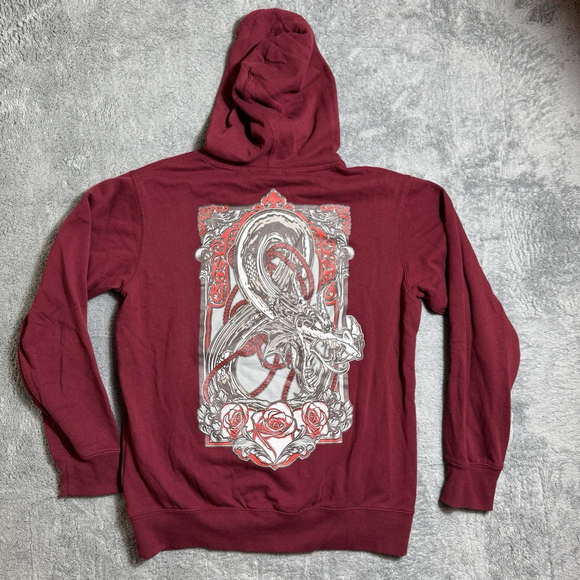 Hasbro Men's Dungeons & Dragons Hooded Sweatshirt, Red Burgundy Size Medium - Picture 3 of 5